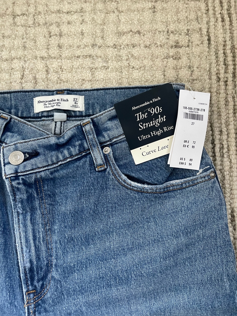 Abercrombie & Fitch Light Blue High-Rise Straight Jeans Curve Love